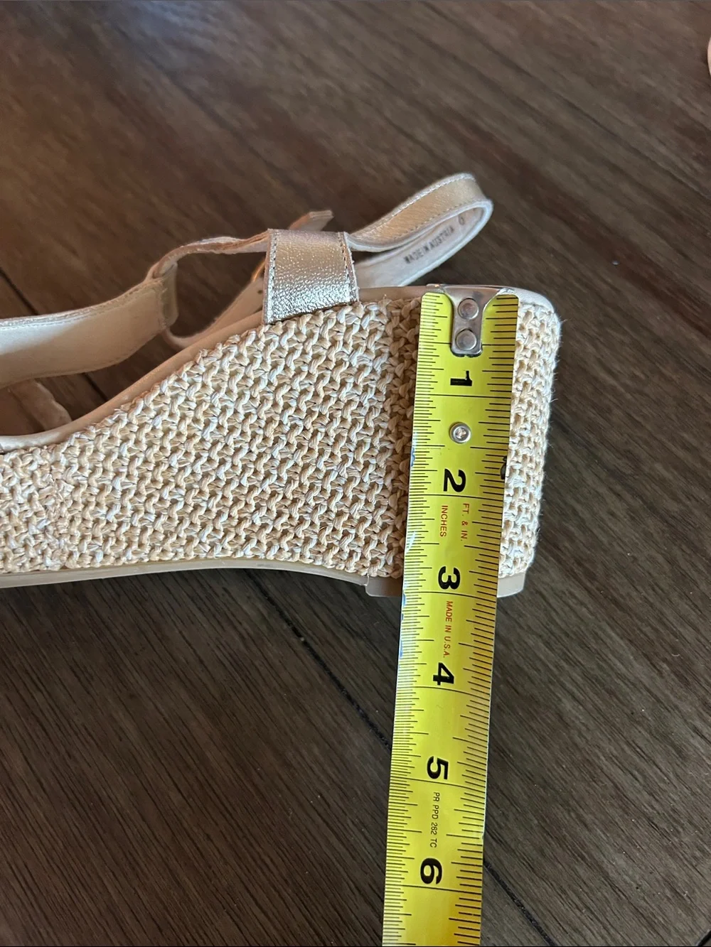 Paul Green Metallic Gold Leather T-Strap Wedge Sandals